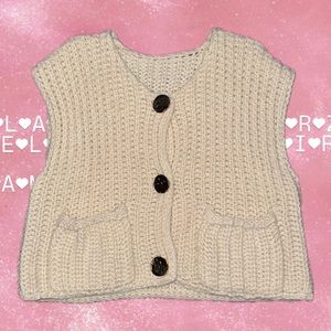 *SOLD*Zara Cream Knit Vest with gold Buttons